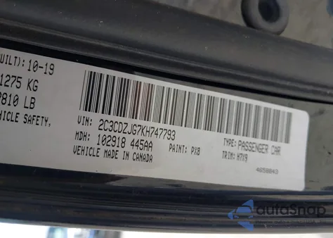 2019 Dodge Challenger Gt from USA, damaged, VIN 2C3CDZJG7KH747793